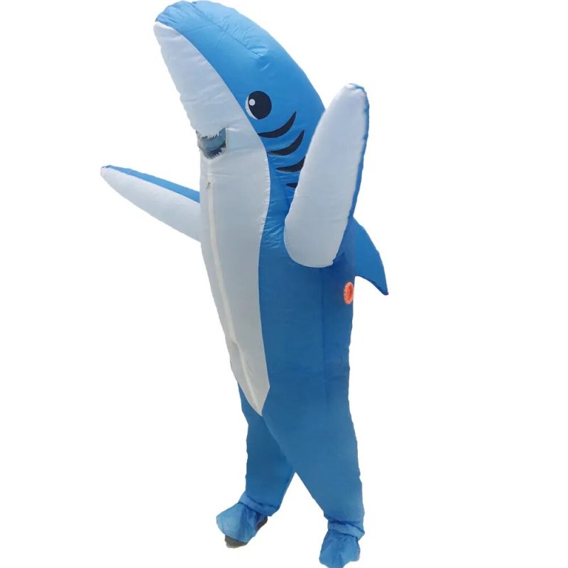 Aufblasbares Kostüm eines blauen Hais