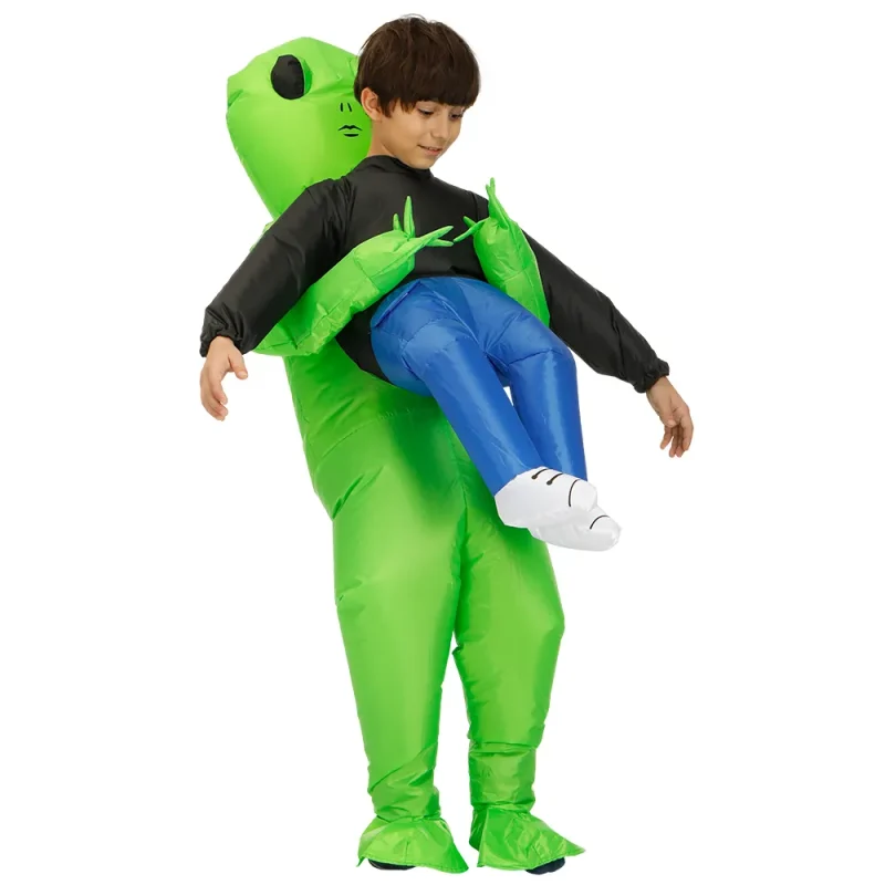 Aufblasbares Kostüm grüne Aliens Entführung Kind