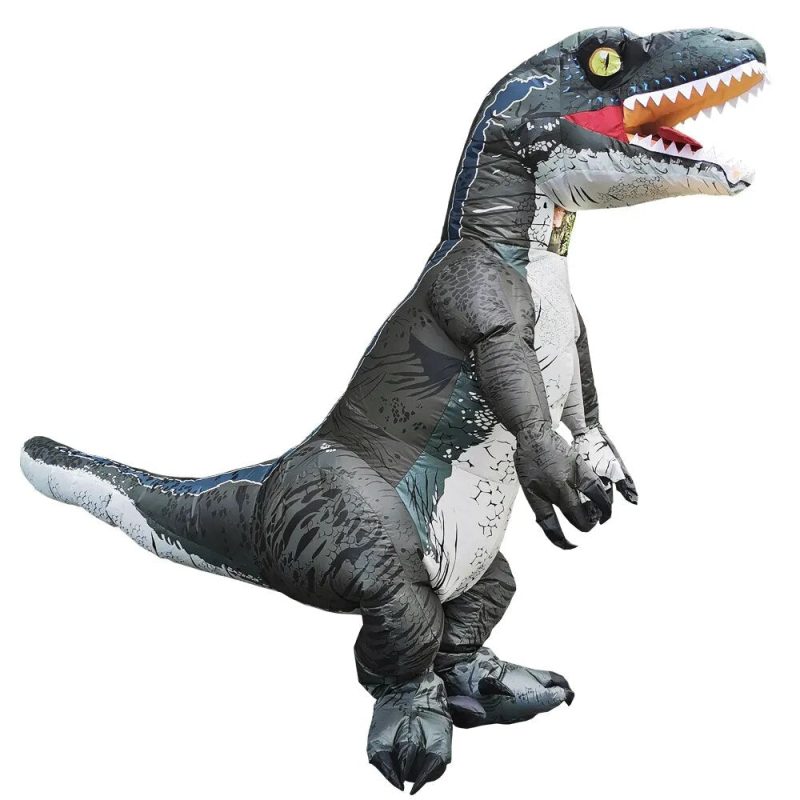 Aufblasbares Kostüm Dinosaurier grau T-rex