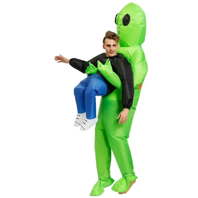 Aufblasbares Kostüm grüne Aliens Entführung