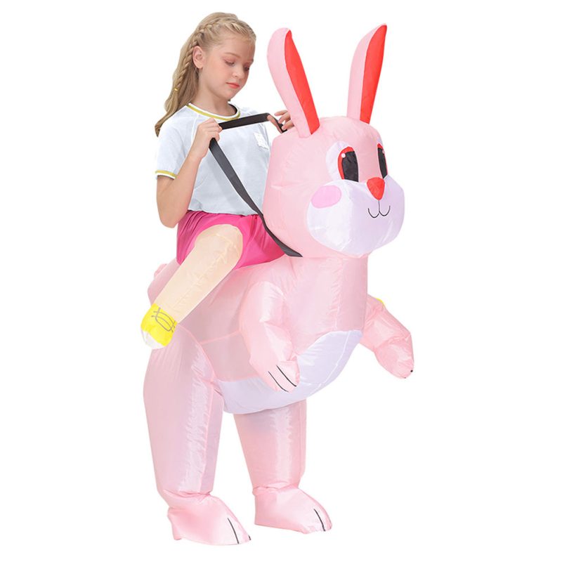 Aufblasbares Kostüm rosa Kaninchen. Aufblasbares Kostüm für Kinder.