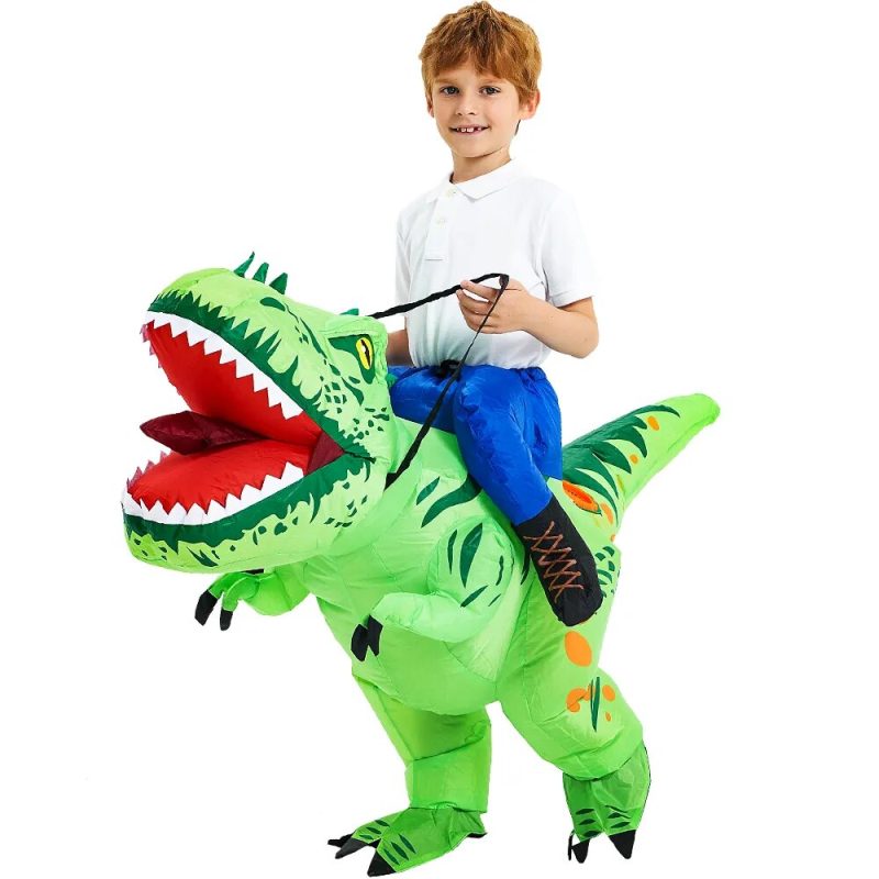 Aufblasbares Kinderkostüm Dinosaurier T-Rex grün