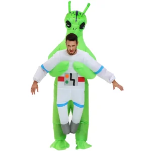 Aufblasbares Kostüm Aliens grün Entführung Antennen