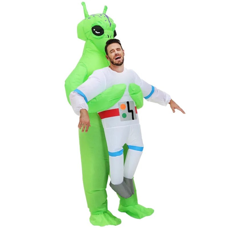 Aufblasbares Kostüm grüne Aliens Entführung