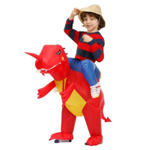 Aufblasbares Kostüm Kinder Dinosaurier Rot Horn