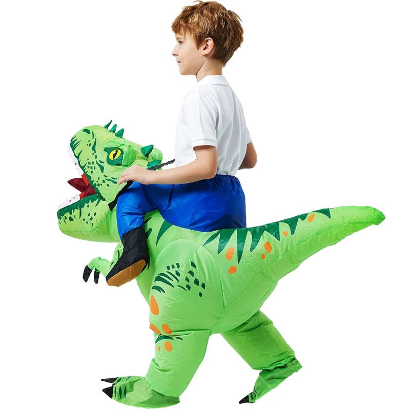 Aufblasbares Kostüm Kinder Dinosaurier grün T-rex