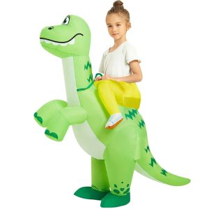 Aufblasbares Kostüm Dinosaurier grün Kind